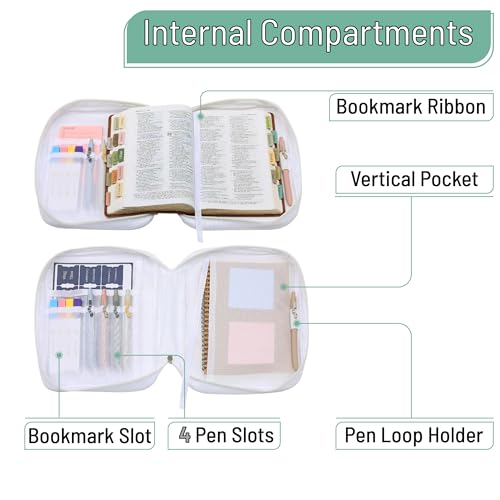 Mr. Pen- Bible Cover Case | Carrying Book Case with Durable Handle and Zippered Pocket, Bible Protective Church Bag for Men & Women, Christian Gifts - color: Blush Bloom
