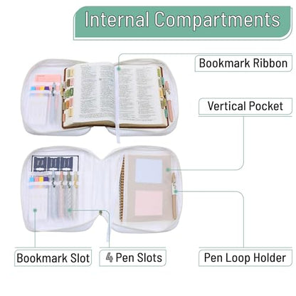 Mr. Pen- Bible Cover Case | Carrying Book Case with Durable Handle and Zippered Pocket, Bible Protective Church Bag for Men & Women, Christian Gifts - color: Blush Bloom