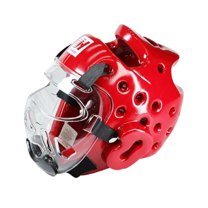 Taekwondo Headgear Karate Headgear with Removable mask for Sparring Partner Muay Thai Taekwondo Karate MMA Training Youth Adults - color: red, size: Large