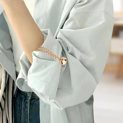8Pcs Magnetic Clothing Clips with Chain, Multi-Function Magnetic Clothing Clips for Women Clothes Sleeves, Blouses, T Shirt, Pants(Color:Gold+Silver+Black+Rose Gold)