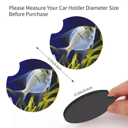 2 Pack Car Coaster for Cup Holders Aquarium Angelfish Car Cup Coaster 2.7" Neoprene Non-Slip Automotive Cup Mat Universal Auto Car Interior Accessories for Women Men Cup Pad