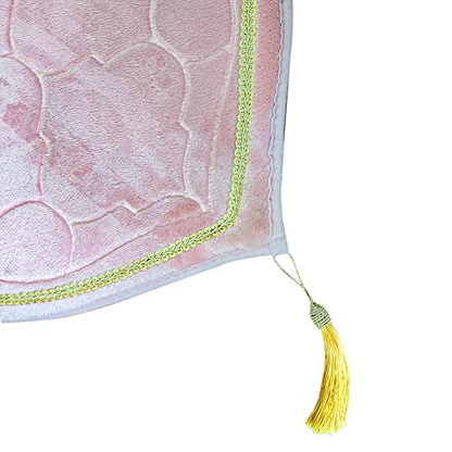 Muslim Prayer Mat, Thick Soft Velvet Muslim Rug, Portable Muslim Prayer Rug, Turkish Prayer Carpet,Janamaz Sajada Carpet for Men and Women Plain Solid Prayer Mat Ramadan Eid Gift.- Pink - color: Pink