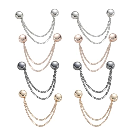 Multi-Function Magtic Clothing Clips, 4 Packs Strongest Strength Buttons Clips with Chain Multi-Purpose Magnec Pinless Brooch for Women Clothes Hijab Pins Decorate - color: 8 Pcs