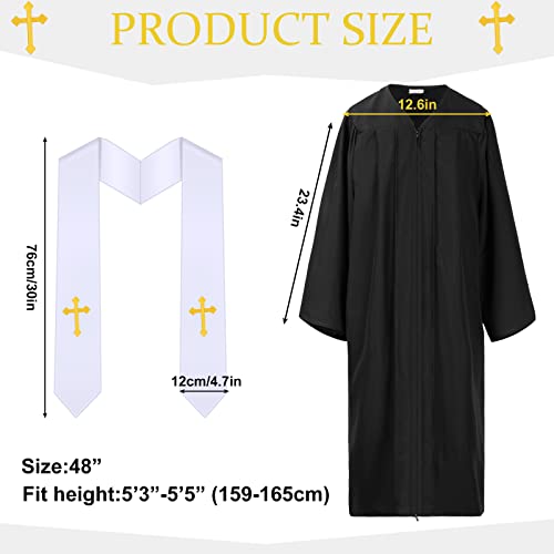 Jiuguva Clergy Robe for Adults Unisex, Priest Church Robe Set with Cross Stole, Minister Pulpit Baptism Choir Robe Attire - color: Black