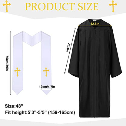 Jiuguva Clergy Robe for Adults Unisex, Priest Church Robe Set with Cross Stole, Minister Pulpit Baptism Choir Robe Attire - color: Black