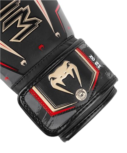 Venum Elite Evo Boxhandschuhe - color: Black/Gold/Red, size: 12 oz