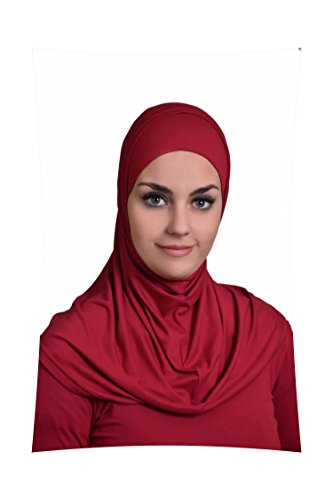 Teal Al Ameera Muslim Hijab Cotton Amira 2 Piece Hood & Hijab Tube Underscarf Cap (Burgundy)