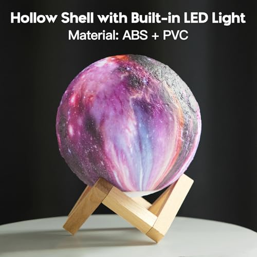 BRIGHTWORLD Moon Lamp Galaxy Lamp 5.9 inch 16 Colors LED 3D Moon Light, Remote & Touch Control Moon Night Light Gifts for Girls Boys Kids Women Birthday（Wooden Base） - style: Wooden Base