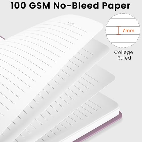 CICPAP Lined Spiral Journal Notebook, A5 College Ruled Notebook for Journaling, Note-Taking, and Daily Planning, Durable Hardcover with an Elegant Design, Purple - color: Bloom