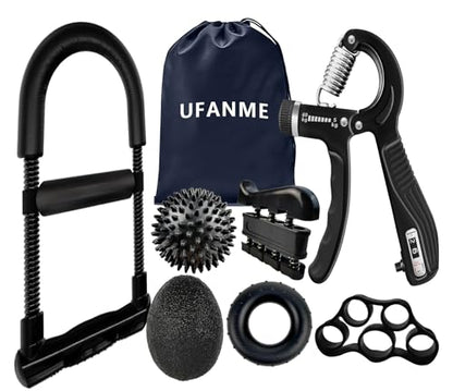 Hand Grip Strengthener,Grip Strength Trainer,22-132 Lbs Adjustable Resistance Forearm Exerciser Workout for Rehabilitation Athletes Climbers Musicians - color: black 7 pack
