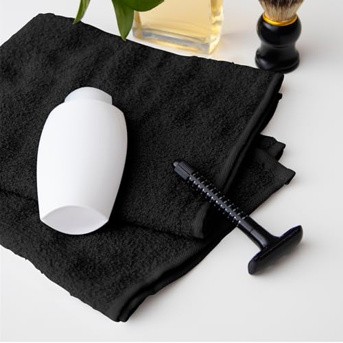 Avalon Towels Salon Towel - Black Hand Towels Bulk Pack of 24 - 100% Cotton Absorbent Spa, Facial & Gym Towel for Working Out - 16x27 Inches (Not Bleach Proof) - color: Black