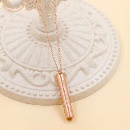 Islamic Necklace | Quran Verse Necklaces | Stainless Steel Cylinder Pendant 17"+2" Extended | Elegant Arabic Jewelry for Men And Women YA5082 - color: rose gold