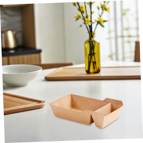 Healifty 50 Pcs Paper Food Serving Tray with Dip Pocket Paper Food Boats Fast Food Holder French Fries Box Party Snack Boat for Tacos Nachos Crawfish