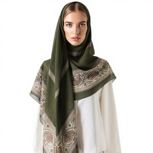 K-Elewon Large Square Scarf 51" Headscarf Chiffon Fashion Scarves Turbans Hair Wrapping Scarfs - color: A-green