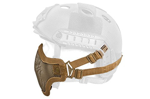 DLP Tactical Quick Release Mesh Steel Face Mask for ARC Rail Equipped Fast/ACH/MICH Combat Helmet - color: Tan