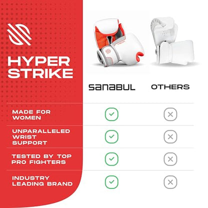 Sanabul Hyperstrike Boxing Gloves for Women, Kickboxing MMA Muay Thai Gloves, Training Sparring Punching Heavy Bag. - color: Red/White, size: 12 oz
