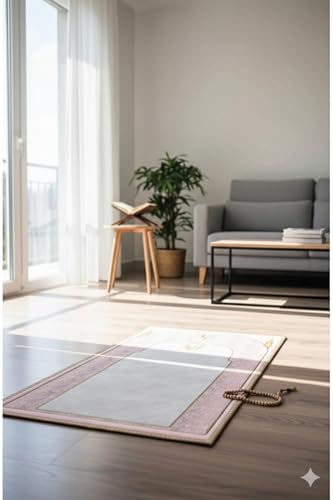 Prayer Rug Non-Slip Seccade Pink 70x110cm Polyester Felt Mat Washable Islamic Prayer Mat for Women and Girls - Pink, 28x43 inch
