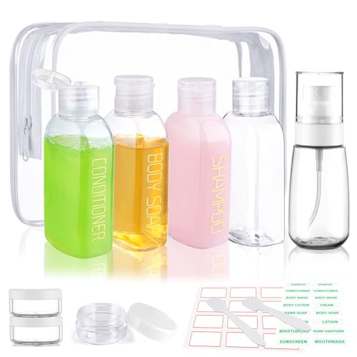 Cosywell 9PCS Leakproof 3.4oz Travel Bottles for Toiletries - color: F-Clear
