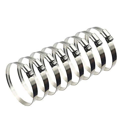 8Pcs 3" (Diameter) Adjustable 304 Stainless Steel Duct Clamps Hose Clamp Pipe Clamp Air Ducting Clamp worm drive hose clamps (65mm-89mm) - size: 3" -8Pcs