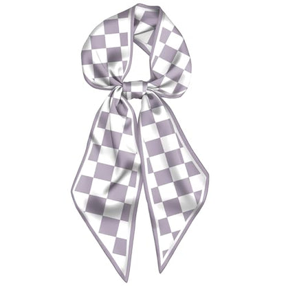 Head Hair Scarf Neck Silk Feeling Scarves Long Thin Satin Fashion Handbag Cute Decoration Women Girls 59 * 6.7'' - color: O-5-purple