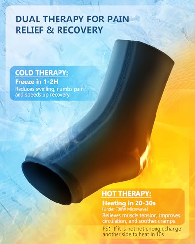 Ankle Foot Ice Pack Wrap for Injuries, Reusable Gel Ice Pack for Hot and Cold Therapies, Flexible Cold Pack for Achilles Tendonitis,Plantar Fasciitis,Swelling,Sprained,Post-Surgery Recovery Black - size: Lx2, style: Original