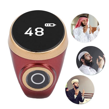 GOWENIC Tasbih Counter Prayer, Touch Control Tasbih Smart Ring Count, Digital LCD Zikr Ring for Men Women, Rechargeable Electronic Finger Counter - color: Red