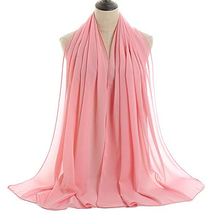 YOUR SMILE for Women Lightweight Breathable Solid Color Soft Chiffon Long Fashion Scarves Sun-proof Shawls Wrap - color: Peach Pink