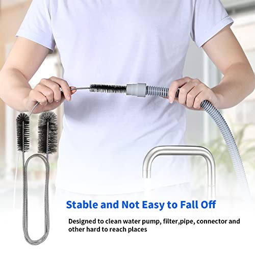 10PCS Flexible Drain Brush Straw Cleaner Brush Set,Pipe Cleaners Brush,61Inch Stainless Steel Double-Ended Hose Brush 8.2Inch Nylon Long CPAP Tube Cleaning Brush for Home Kitchen Sink Plumbing - color: Black