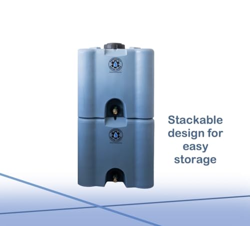 30 Gallon Stackable Emergency Water Storage Tank – Heavy-Duty Water Barrel for Long-Term Drinking Water or Preparedness - color: Blue