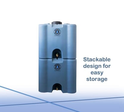 30 Gallon Stackable Emergency Water Storage Tank – Heavy-Duty Water Barrel for Long-Term Drinking Water or Preparedness - color: Blue