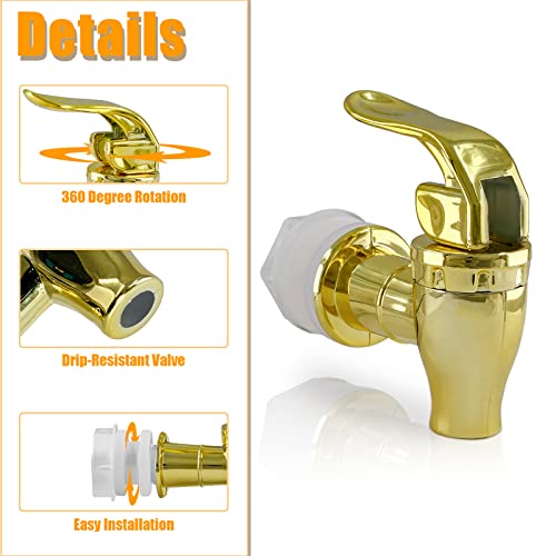Biaungdo 2 Pcs Replacement Spigot for Beverage Dispense, Golden, Push Style | Beverage Dispenser Compatible, Carafe Spigot, Water Dispenser Replacement, Spout Faucet - color: Gold