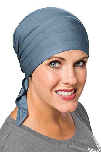 Cardani Instant Tie Headscarf - Padded Easy Tie Triangle Scarf in Luxury Viscose from Bamboo - color: Luxury Bamboo - Denim