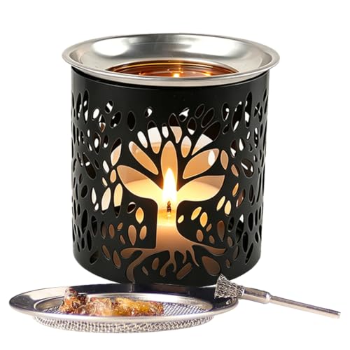 2 in 1-Metal Essential Oil Burner,Bakhoor Burner,for Diffuser Oils (A) - color: Tree of Life