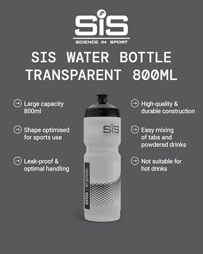 Science in Sport Water Bottle w/Easy Mixing | Clear Squeeze Water Bottle w/Running Lockable Valve - 27 Fluid Ounce