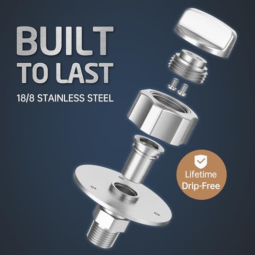 KES All Metal RV Water Inlet Connection with Check Valve, 18/8 Stainless Steel RV City Water Inlet Replacement, Upgraded Leak-Proof Design for Camper, Trailer, Marine & Boat, Brushed Finish, RWI200-BS - color: Brushed Steel