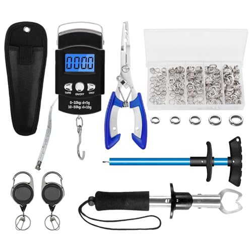 XBLACK Fishing Tool Kit Fishing Pliers Fish Gripper Fishing Scale Fish Grip Tools Set Saltwater Resistant Fishing Gear - color: 6 Piece Set - A