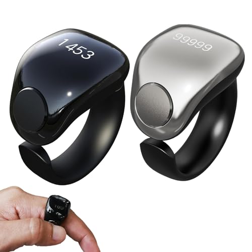 Tasbih Counter Zikr Rings, Smart Tasbeeh Counter, Electronic Digital Tasbih Counter Rings 3 Size(18/20/22mm) & APP Support, Waterproof Finger Counter for Muslims, Prayer, Reminder, Home (Black+Gray)