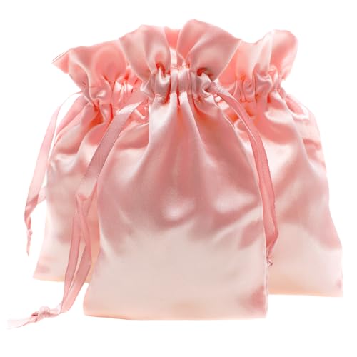 50 Pack 4" x 6" Pink Champagne Satin Gift Bags with Drawstring, Jewelry Pouches, Wedding Favor Bags for Baby Shower Birthday Party Small Business - color: Pink Champagne - 4 x 6 Inch (Pack of 50)