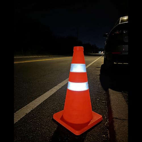 18 Inch,4 Pack, Collapsible Traffic Safety Cones, Pop up cones,Orange, Reflective Collar, for Road Safety, Driving Training, Parking Lots (4)