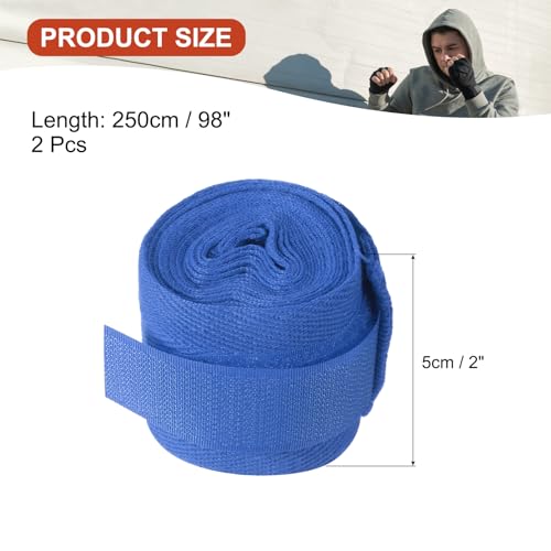 PATIKIL Boxing Hand Wraps, Elastic Boxing Wraps Cotton Fist Mitts Wrist Straps Protection for Muay Thai Martial Art - color: Blue, size: 98 inch