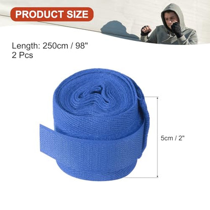 PATIKIL Boxing Hand Wraps, Elastic Boxing Wraps Cotton Fist Mitts Wrist Straps Protection for Muay Thai Martial Art - color: Blue, size: 98 inch
