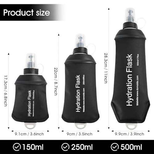 GUYI GYGYL Soft Flask, TPU Collapsible Soft Water Bottle for Hydration Pack, Running Vest, Leak-Proof Folding Water Bottle for Hiking Cycling Climbing Jogging-150ml Black - color: 150ml Black