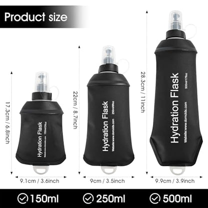 GUYI GYGYL Soft Flask, TPU Collapsible Soft Water Bottle for Hydration Pack, Running Vest, Leak-Proof Folding Water Bottle for Hiking Cycling Climbing Jogging-150ml Black - color: 150ml Black