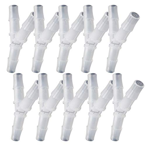 3/8" Polypropylene Y-Shaped 3-Way Barbed Hose Fitting, 10 Pcs | Y-shaped design splits one inlet into two angled outlets for air hoses and water pipes; supports routing and repair projects - style: 10pcs, 3/8" O.D.