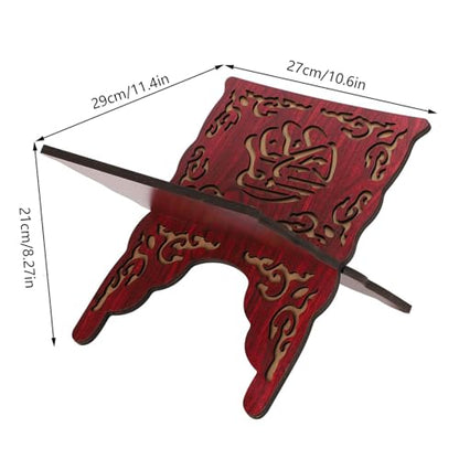 2Pcs Koran Stand - Muslim Reading Bookshelf Holder, Retro Carved Religious Supplies (Red)