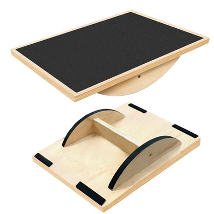 Balance Board Professional Wobble Board for Adults Anti-Slip for Physical Therapy Standing Desk Core Strength Wooden Rocker Board(350LBS) - size: Balance Board