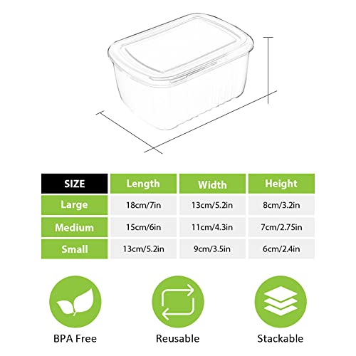 3-Piece Silicone Food Storage Containers Reusable Box Bento 9.2oz 18.3oz 33.8oz Lunch Leftovers Meal Prep Container for Vegetables Fruits Meat Fish Grains Store
