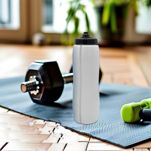Sports Water Bottle Squeeze Water Bottle Lightweight for Women Men Drink Bottle Fitness Bottle for Exercise Boxing Gym Soccer, White Short Mouth