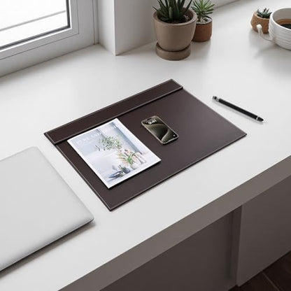 Ultra-Smooth PU Leather Desk Pad & Mat Office Desk Drawing & Writing Board A3/ A4 File Paper Clip Table Protector Mat on Top Large 24''x18'' (Brown) - color: Brown-a006