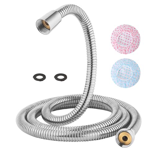TRIPHIL Kink-free 59" Handheld Shower Head Hose Replacement, Flexible Shower Tube Extension, 100% Metal Stainless Steel Sleeve, Brass/Copper Made Conncetors 360 Degree Swivel Chrome 59 Inches - color: Chrome, size: 59 Inches
